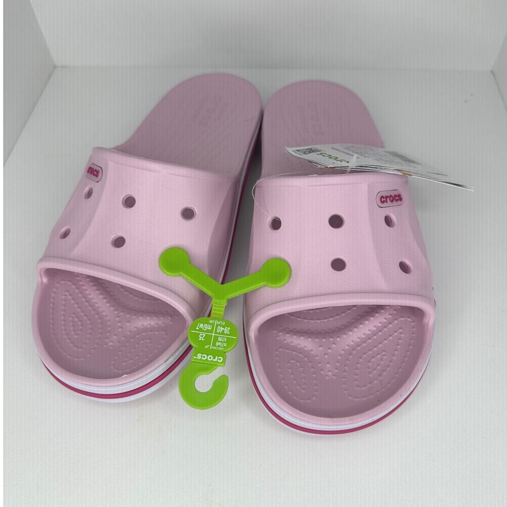 Crocs Women 9 Men 7 Slide Sandals Pink New Sporty Comfort Beach Pool Summer